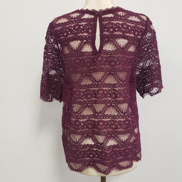 Xhilaration Womens Fairy Grunge Sheer Lace Top Size XL Red Romantic Whimsigoth - Picture 3 of 10